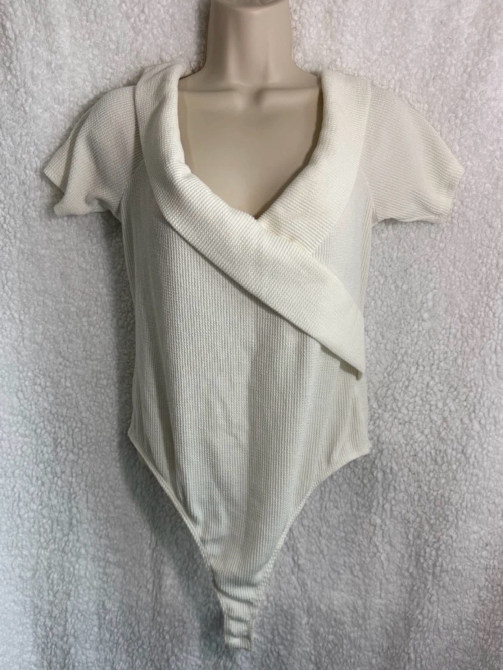 NWT Fashion Nova Plunge Neck  Bodysuit White 1X